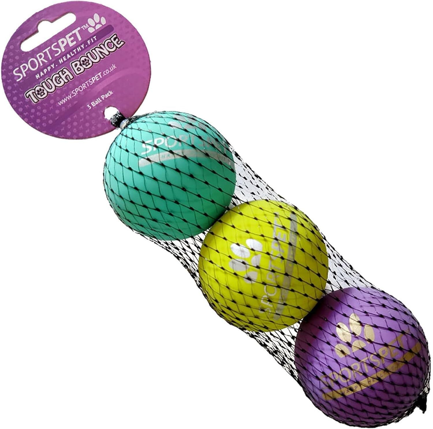 SPORTSPET Tough Bounce Natural Rubber Dog Balls - Highly Durable Tough Bounce 3